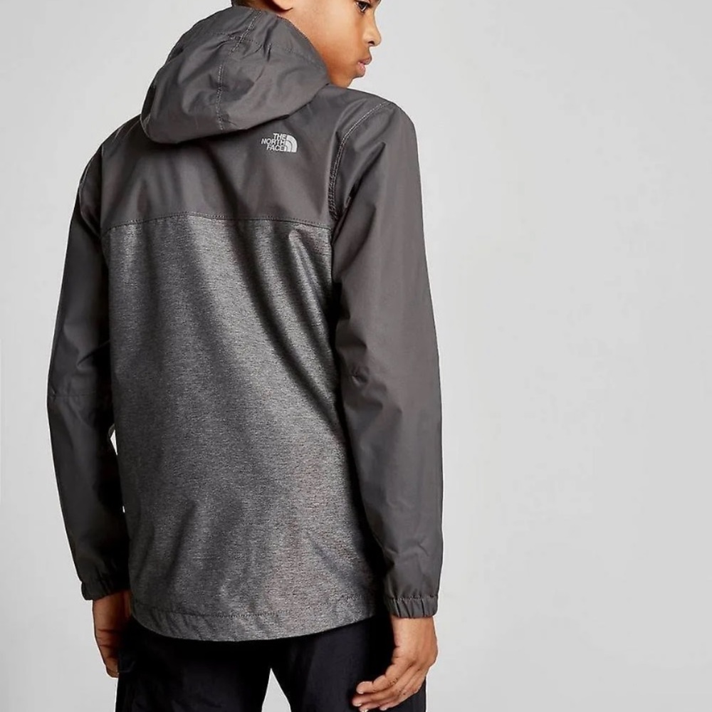 The North Face Boys Resolve Reflective Rain Jacket in Graphite Gray Heather XL